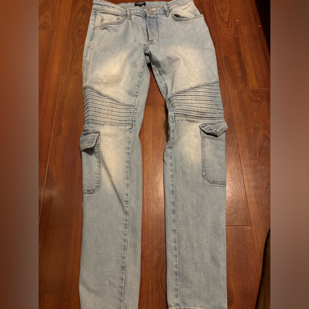 boohoo man cargo biker jeans